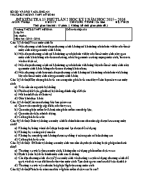 Đề kiểm tra 15p học kì I Tin học lớp 9 lần 2- Năm học 2015-2016 - Trường THCS Mỹ Bình